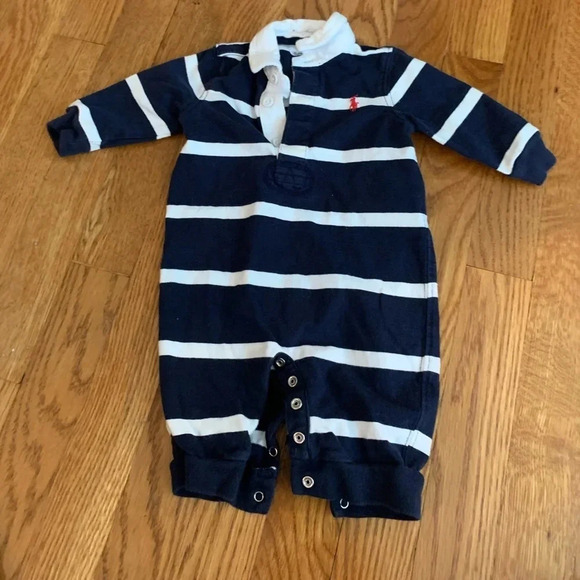 Ralph Lauren Polo Striped One Piece with Long Sleeves and Pants Size 3 Months - Picture 1 of 6